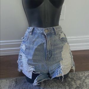 American Eagle Distressed Light Wash Jean Shorts